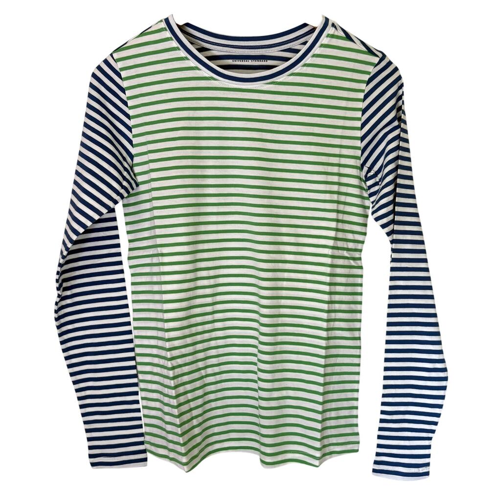 Universal Standard Striped Tee 4XS 00 0 Blue Green White NWT Shirt T Rex